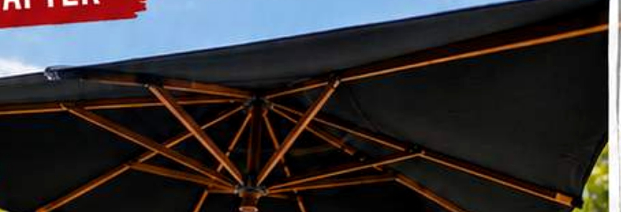 Repaired umbrella after Shade Rescue service